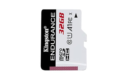 Kingston High Endurance 32GB MicroSD SDHC Flash Memory Card High Performance, 1080P, Full HD, Up to 95MB/S Read, (SDCE/32GB), White