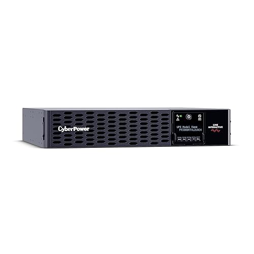 CyberPower PR3000RTXL2UACN Smart App Sinewave UPS System, 3000VA/3000W, 9 Outlets, 2U Rack/Tower, RMCARD205 Pre-Installed, EBM Option, Built-in Cloud Monitoring