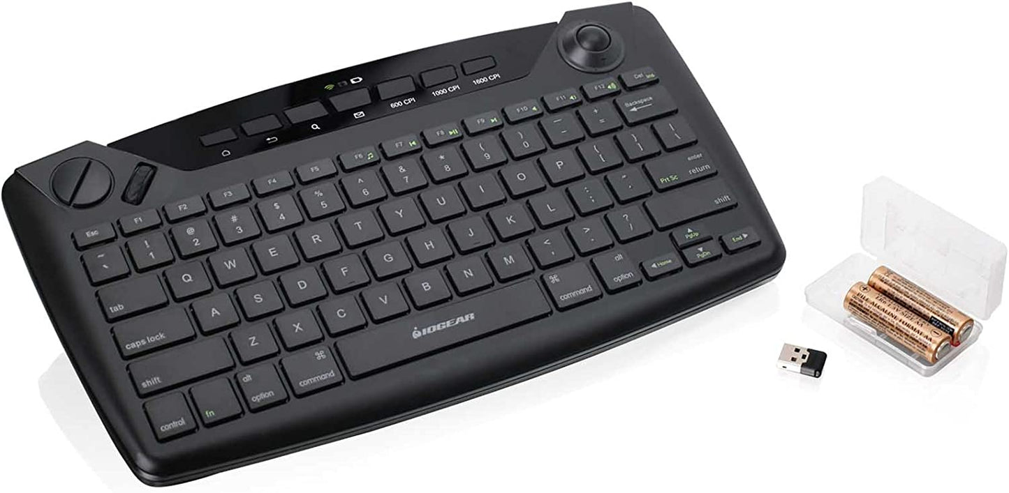 IOGEAR Smart TV Wireless Keyboard w/Trackball - 2.4GHz Offers Range Up to 35 ft - Left/Right Mouse Buttons - Xbox - PS4 - Roku - Apple TV - Smart TV - GKB635W