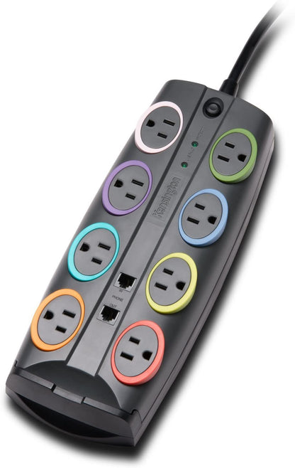 Kensington SmartSockets 8-Outlet, 8-Foot Cord, &amp; 3090 Joules Premium Surge Protector (K62691NA) Premium (3090 Joules)