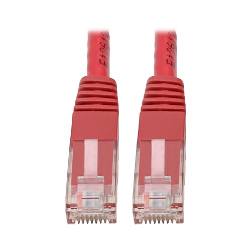 Tripp Lite N200-100-RD Cat6 Cat5e Gigabit Molded Patch Cable RJ45 M/M Red 550Mhz 100' 100' 100 ft. Red