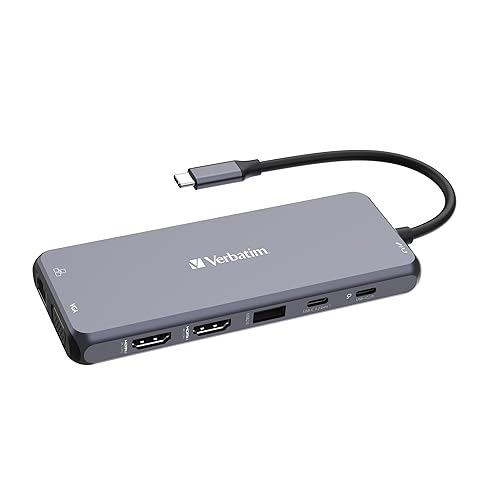 Verbatim USB C Hub 14-in-1 Multiport Adapter USB-C to HDMI, VGA, RJ45, USBA-A and USB-C PD, with SD Card Reader, for Mac, MacBook Pro/Air, iPad Pro, Thinkpad, Windows Computer, Laptop and Co USB-C PRO MULTIPORT HUB 14 Port