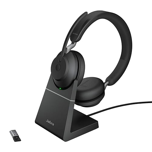 Jabra Evolve2 65 USB-A UC Stereo with Charging Stand - Black Wireless Headset/Music Headphones