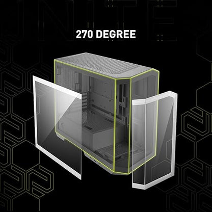 MSI MAG PANO M100R PZ White Micro ATX Gaming Case, Support Back-Connect Motherboard, 270-degree Panoramic Display, 4 aRGB Fans MAG PANO M100R PZ White White mATX
