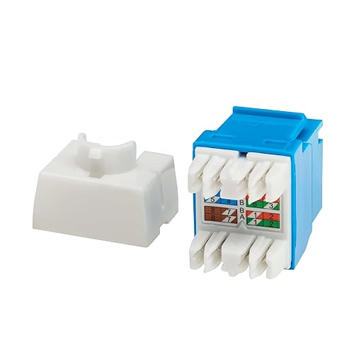 Eaton Tripp Lite Series Cat6 Keystone Jack with Type 4 PoE++ Compliance (4PPoE), 10 Pack, Blue, RJ45 Ethernet, Krone/110 Punchdown, TAA Compliant, Lifetime Manufactuer's Warranty (N238-010-BL-6A)