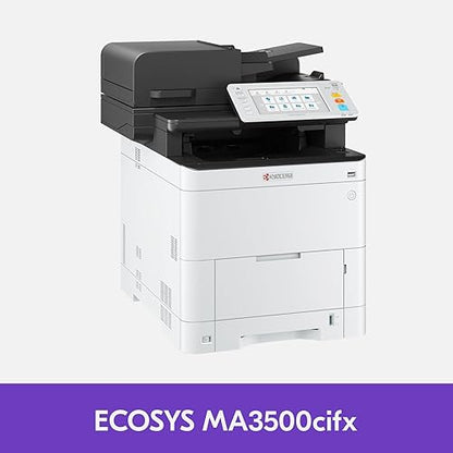 KYOCERA ECOSYS MA3500cifx All-in-One Color Laser Printer (Print/Copy/Scan/Fax), 37 ppm, 1200 dpi, Gigabit Ethernet & HyPAS Capable, 7 inch Touchscreen Panel, Dual Scan Document Processor