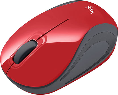 Logitech Wireless Mini Mouse M187 Ultra Portable, 1000 DPI Optical Tracking, 3-Buttons, PC/Mac/Laptop - Red