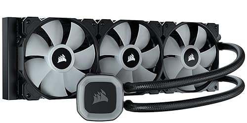 Corsair H150 RGB Liquid CPU Cooler - 360mm AIO - SP120 RGB Elite Fans - Fits Intel LGA 1200/115X/2066, AMD AM4 - Motherboard ARGB Adapter Included - Black