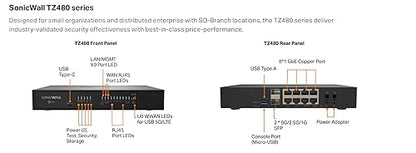 SonicWall TZ480 - Secure Upgrade - 2-Year Advanced Edition (03-SSC-6980) - Next-Generation Firewall with 2YR Advanced Protection Service Suite - 2 Gbps Throughput, 1.5 Gbps Threat Prevention 2 Year Advanced Protection Service Suite