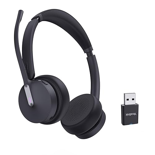 Yealink WH64 Hybrid with DECT Dongle, 492ft Range, 32 Talk Time Bluetooth Headset for Teams, Zoom Skype UC, 3X Mic Noise Cancelling, Headset PC Phone