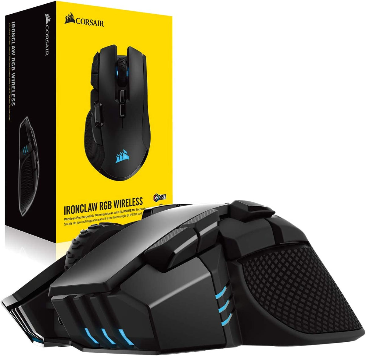 Corsair Ironclaw Wireless RGB - FPS and MOBA Gaming Mouse - 18,000 DPI Optical Sensor - Sub-1 ms SLIPSTREAM Wireless Wireless Mouse