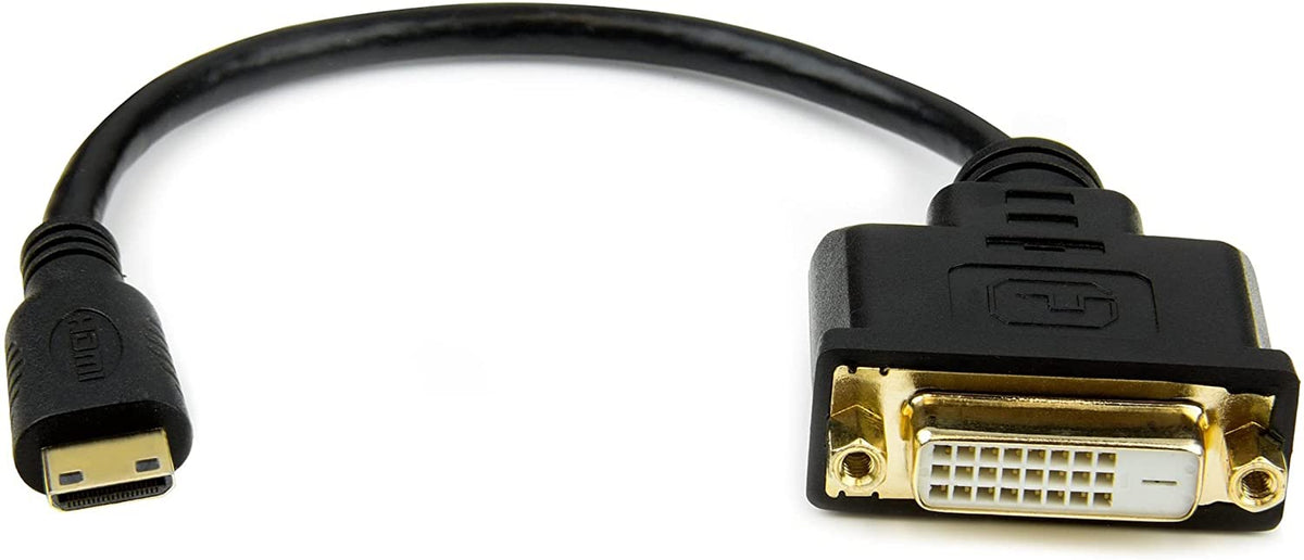 StarTech.com 8in Mini HDMI to DVI-D Adapter M/F - 8 inch Mini HDMI to DVI Cable - Connect a Mini HDMI tablet or laptop to a DVI-D display (HDCDVIMF8IN) 8in - M/F Mini HDMI to DVI