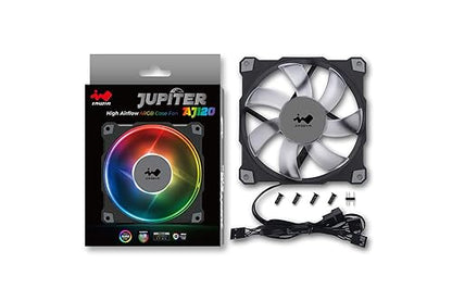 InWin Jupiter AJ120 Addressable RGB Single Pack 120mm High Performance and Airflow Cooling Computer Case Fan