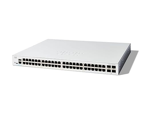 Cisco Catalyst C1300-48T-4X Ethernet Switch - 48 Ports - Manageable - 10 Gigabit Ethernet - 10/100/1000Base-T, 10GBase-X - 3 Layer Supported - Modular - 50.58 W Power Consumption - Optical Fiber, Twisted Pair - 1U High - Rack-mountable
