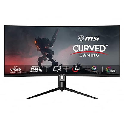 MSI Optix MAG342CQR 1500R Curvature 21:9 Aspect Ratio Narrow Bezel 1ms 3440x1440(UWQHD) 144Hz Refresh Rate Tilt/Swivel/Height/Pivot Adjustment 34 AMD Freesync Gaming Curved Monitor, Black, Pack of 1