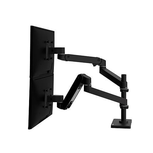 Ergotron – LX Pro Premium Vertical Stacking Dual Monitor Arm, VESA Desk Mount – for 2 Monitors Up to 27 Inches, 4 to 22 lbs Each – Matte Black Matte Black LX Pro Arm
