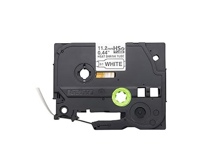 Brother HSe-231E Black on White Heat Shrink Tube Tape, 11.2 mm (0.44 in.) - 7/16" Width x 59 1/16" Length - 9/32" Diameter - Rectangle - Black on White - 1 Each - Heat-shrinkable, Easy to Read, Durable, Non-adhesive
