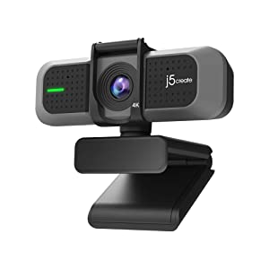 J5 create j5create 4K Wide Angle Webcam with Microphone/Privacy Cover for Video Conferencing, Streaming, Recording and Online Teaching, Supports Zoom, Skype, Teams, OBS and More (JVU430)