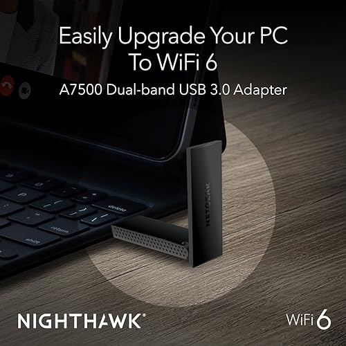 NETGEAR Nighthawk WiFi 6 USB 3.0 Adapter (A7500) – AX1800 Dual-Band Wireless Gigabit Speed (Up to 1.8Gbps) – Works with Any WiFi 6 or WiFi 5 Router Or Mesh System - for Windows PC