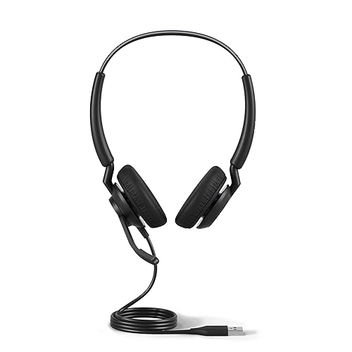 Jabra Engage 40 Wired Stereo Headset with Inline Call Control - Noise-Cancelling 2-Mic Technology, Ultra-Lightweight Design and USB-A Cable - MS Teams Certified, Works With All Other Platforms - Black Stereo w/ Link MS Teams (USB-A)