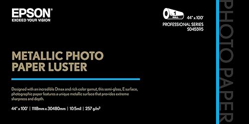 Epson Metallic Photo Inkjet Photo Paper Luster 44" x 100' Roll S045595