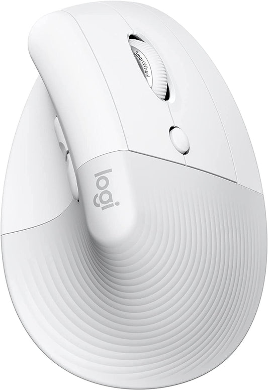 Logitech Lift Vertical Ergonomic Mouse, Wireless, Bluetooth or Logi Bolt USB receiver, Quiet clicks, 4 buttons, compatible with Windows/macOS/iPadOS, Laptop, PC - Off White Right-Handed Mouse WHITE