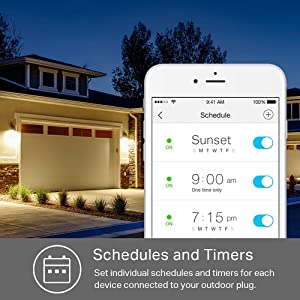 Kasa Smart Outdoor Smart Plug KP400, Smart Home Wi-Fi Outlet with 2 Sockets, Works with Alexa, Google Home &amp;IFTTT, No Hub Required, Sunset &amp; Sunrise Offset 2-Socket Old Version