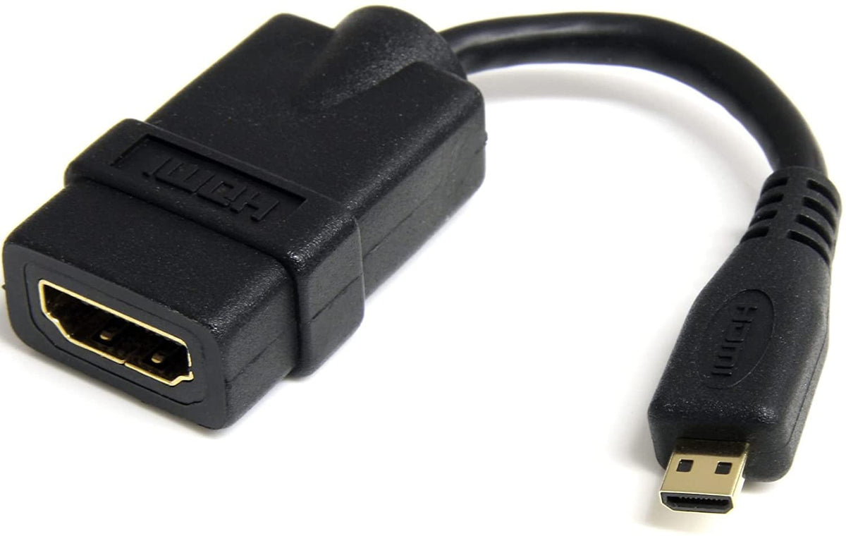 StarTech.com Micro HDMI to HDMI Adapter - 4K 30Hz Video - Durable High Speed Micro HDMI Type-D to HDMI 1.4 Converter/Cable Adapter Dongle - Ultra HD HDMI Monitors, TVs &amp; Displays - M/F (HDADFM5IN) HDMI to Micro HDMI 5in