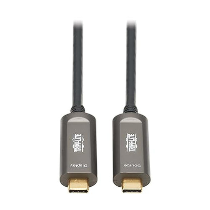 Tripp Lite USB-C Fiber 4K @ 60Hz Video Cable, USB 3.2 Active Optical Cable, Male to Male, Black, Plenum-Rated for in Wall & Ceiling Installations, 49 Feet / 15 Meters, 3-Year Warranty (U420F-15M-V)