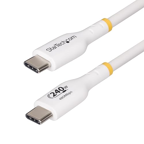 StarTech.com 13ft White USB-C Charging Cable, USB-IF Certified USB C Cable, 240W PD, USB 2.0 Type-C Laptop Charger Cord, M/M