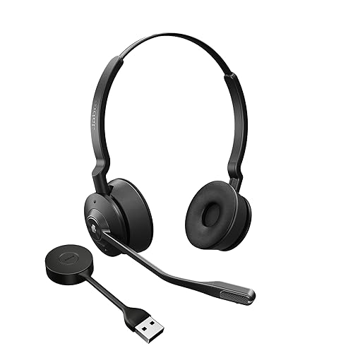 Jabra Engage 55 SE Dual-Ear Wireless Headset w/Link 400 USB-A DECT Adapter – Noise-Cancelling Microphone, Extensive Range – Works with All UC Platforms Like Google Meet & Zoom, Black