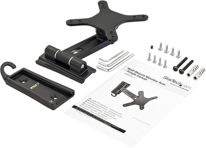 StarTech.com Monitor Wall Mount - Single Swivel - Supports Monitors 13” to 34” - VESA Monitor Wall Mount Bracket - Black (ARMWALLS) Black Single-Swivel