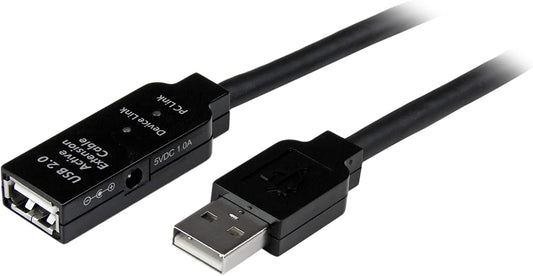 StarTech.com 10m USB 2.0 Active Extension Cable M/F - 10 meter USB 2.0 Repeater / Extender Cable USB A (M) to USB A (F) 10 m Black - 3 ft (USB2AAEXT10M) 32.8 ft USB 2.0 Cable