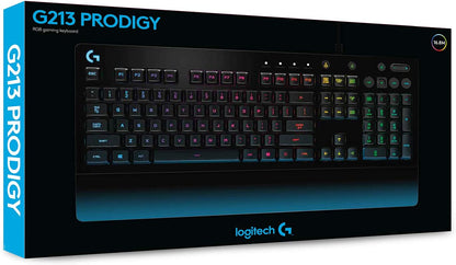 Logitech G213 Gaming Keyboard with Dedicated Media Controls, 16.8 Million Lighting Colors Backlit Keys, Spill-Resistant and Durable Design, Black