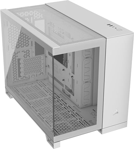 CORSAIR 2500X Small-Tower mATX Dual Chamber PC Case – Panoramic Tempered Glass – Reverse Connection Motherboard Compatible – No Fans Included – White Tempered Glass White