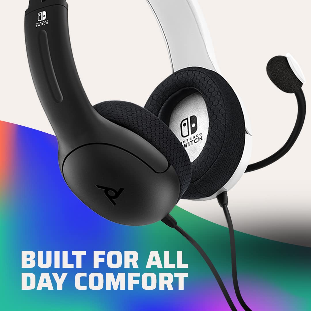 PDP Gaming LVL40 Stereo Headset with Mic for Switch OLED - Noise Cancelling Microphone - Black &amp; White - Nintendo Switch Black/White Headset