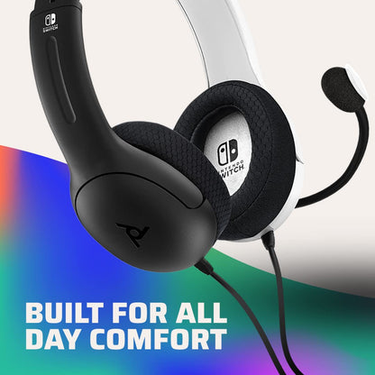 PDP Gaming LVL40 Stereo Headset with Mic for Switch OLED - Noise Cancelling Microphone - Black &amp; White - Nintendo Switch Black/White Headset