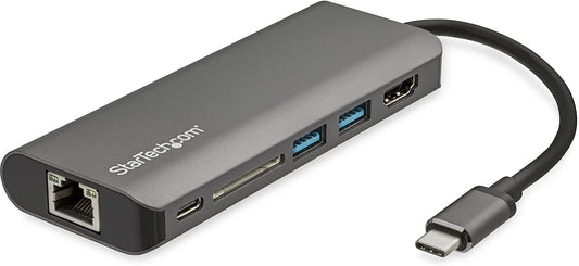 StarTech.com USB C Multiport Adapter - USB-C Travel Dock to 4K HDMI, 3x USB 3.0 Hub, SD/SDHC, GbE, 60W PD 3.0 Pass-Through - USB Type-C/Thunderbolt 3 - Replaces DKT30CSDHPD (DKT30CSDHPD3) 2x USB-A 3.0 | 4K?|?GbE