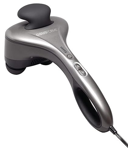 Obusforme Professional Grade Percussion Back Massager | Handheld Deep Tissue Massager | Dual Massage Nodes | Five Massage Intensity Options | Ergonomic Front Grip & Non-Slip Handle | Quiet Operation