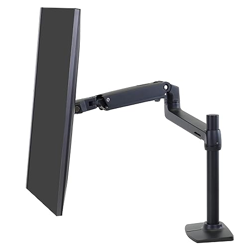 Ergotron – LX Premium Monitor Arm, Single Monitor Desk Mount – fits Flat Curved Ultrawide Computer Monitors up to 34 Inches, 7 to 25 lbs, VESA 75x75mm or 100x100mm – Tall Pole, Matte Black Black 13 Inch Pole