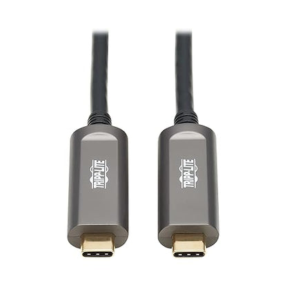 Tripp Lite USB-C Fiber (10 Gbps) Data Cable, USB 3.2 Active Optical Cable, Male to Male, Black, Plenum-Rated for in Wall & Ceiling Installations, 49 Feet / 15 Meters, 3-Year Warranty (U420F-15M-D3)