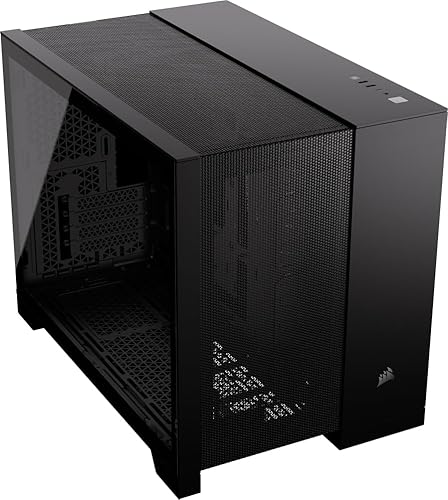 CORSAIR 2500D Airflow Small-Tower mATX Dual Chamber PC Case – Tempered Glass – Reverse Connection Motherboard Compatible – No Fans Included – Black