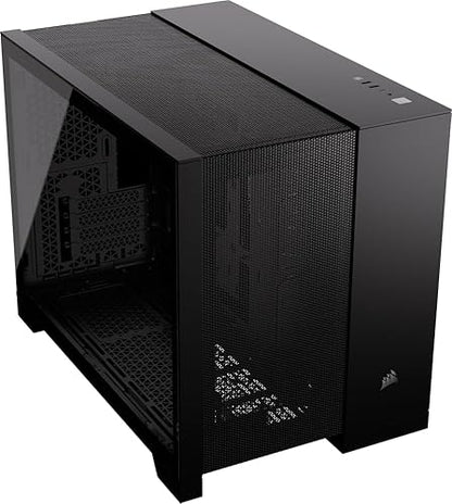 CORSAIR 2500D Airflow Small-Tower mATX Dual Chamber PC Case – Tempered Glass – Reverse Connection Motherboard Compatible – No Fans Included – Black