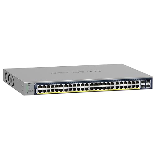 NETGEAR 52-Port PoE Gigabit Ethernet Smart Switch (GS752TP) - Managed, Optional Insight Cloud Management, 48 x PoE+ @ 380W, 4 x 1G SFP, Desktop or Rackmount, and Limited Lifetime Protection