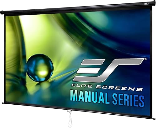 Elitescreens Manual Series, 150-INCH 16:9, Pull Down Manual Projector Screen with AUTO Lock, Movie Home Theater 8K / 4K Ultra HD 3D Ready, 2-Year Warranty, M150UWH2, Black Black 16:9, 150-inch