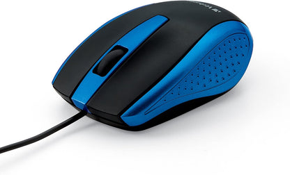 Verbatim Optical Mouse - Wired with USB Accessibility - Mac &amp; PC Compatible - Blue, 1.4" x 2.4" x 3.9"