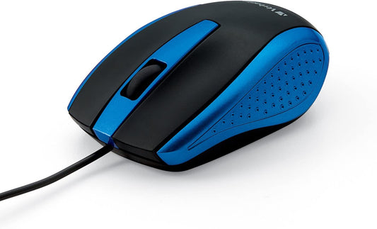 Verbatim Optical Mouse - Wired with USB Accessibility - Mac &amp; PC Compatible - Blue, 1.4" x 2.4" x 3.9"
