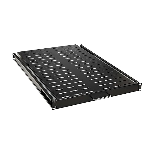 Tripp Lite 1U Sliding Steel Server Rack Enclosure Shelf, Vented Airflow Design, Mount Hardware Included, 28.3 inch Depth, 50 lb / 23 Kg Capacity, 5-Year Warranty (SRSHELF4PSLVENT)