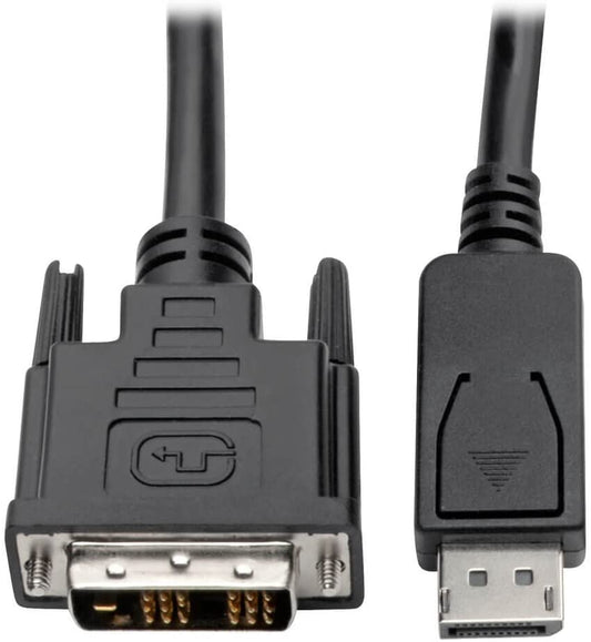 Tripp Lite DisplayPort to DVI-D Adapter Converter Cable DP with Latches, M/M 1080p @ 60Hz 3ft 3' (P581-003), black