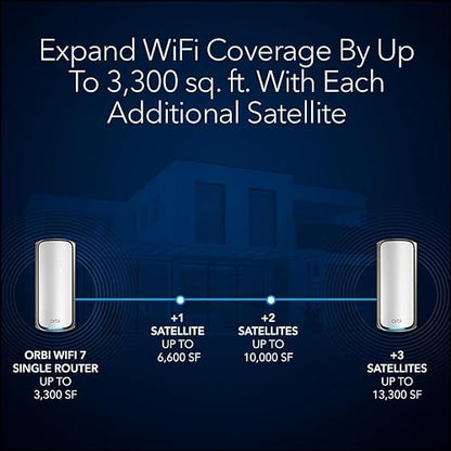 NETGEAR Orbi 970 Series Quad-Band WiFi 7 Mesh Add-on Satellite (RBE970) - Works with Orbi RBE972S and RBE973S, Adds Coverage Up to 3,300 sq. ft., BE27000 802.11be (Up to 27Gbps)